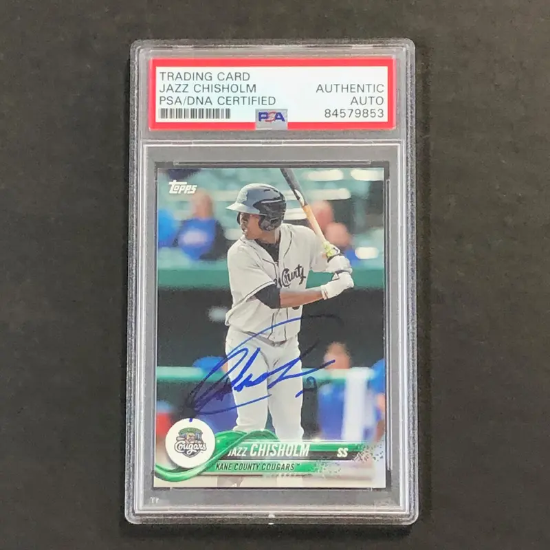 2018 TOPPS PRO DEBUT #153 Jazz Chisholm Signed Card PSA Slabbed Auto Marlins