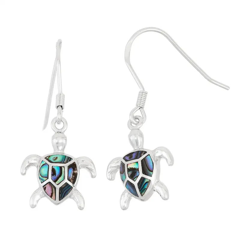Sterling Silver Abalone Turtle Earrings