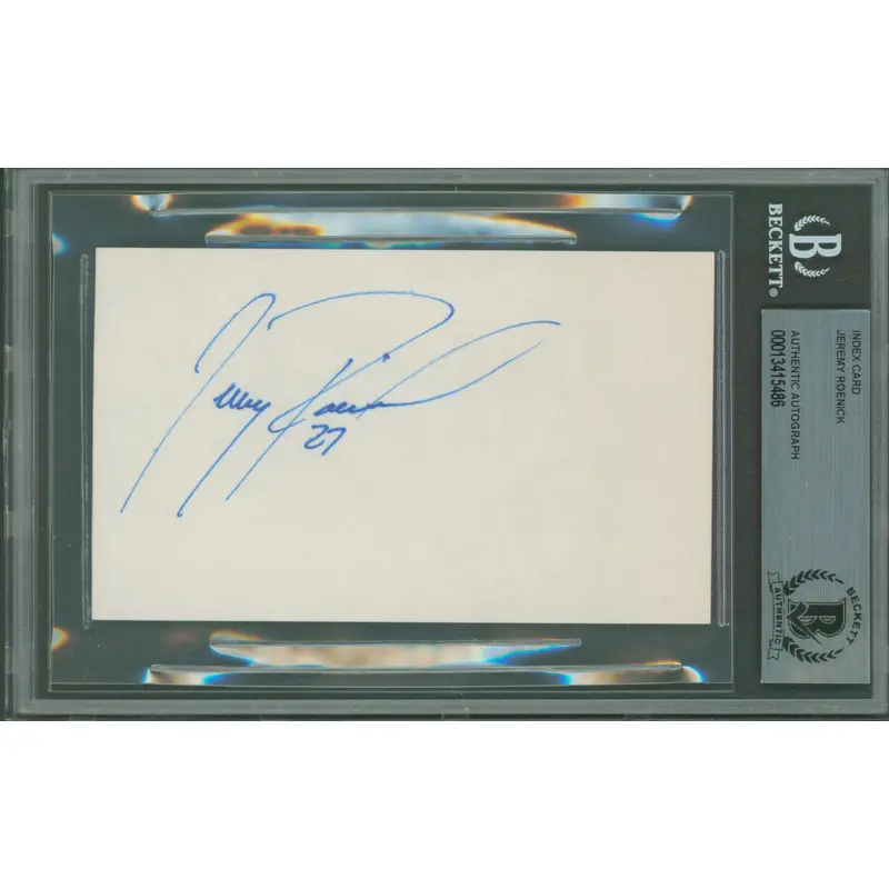 Blackhawks Jeremy Roenick Authentic Signed 3x5 Index Card BAS Slabbed