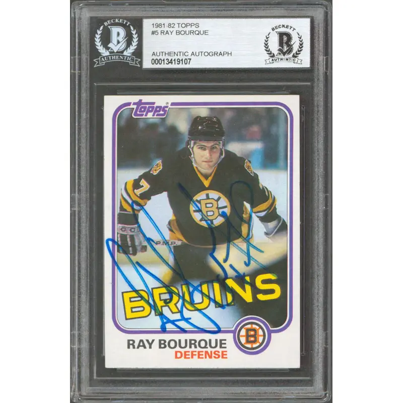 Bruins Ray Bourque Authentic Signed 1981 Topps #5 Card Autographed BAS Slabbed