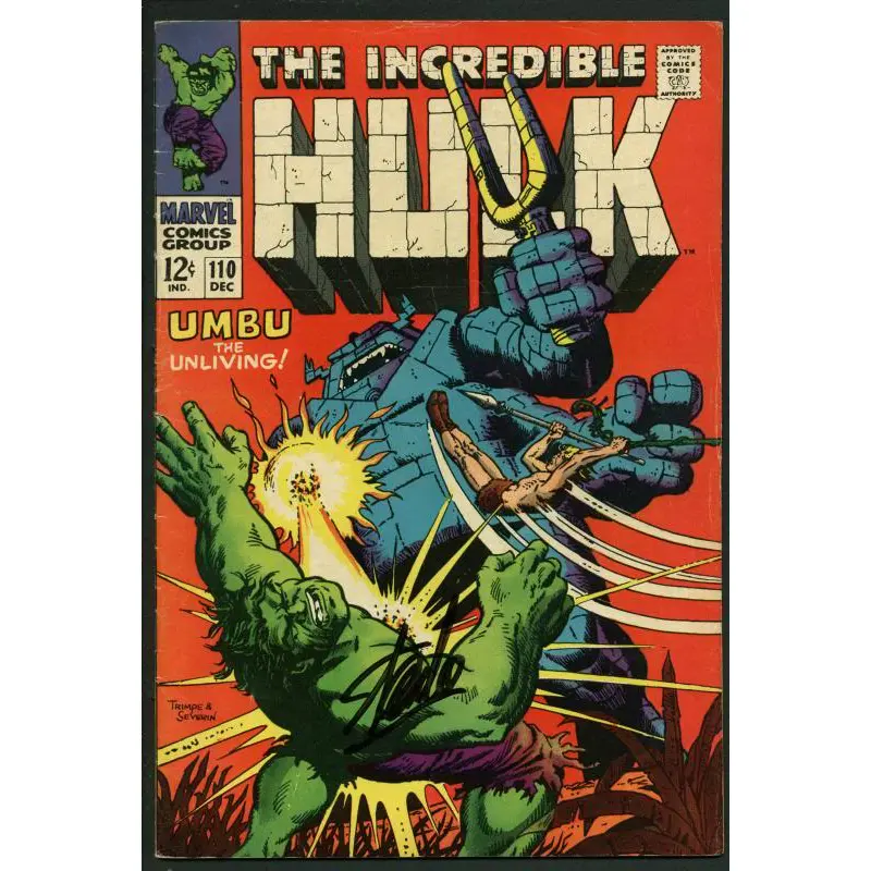Stan Lee Signed Incredible Hulk #110 Comic Book Umbu The Unliving PSA #W18795