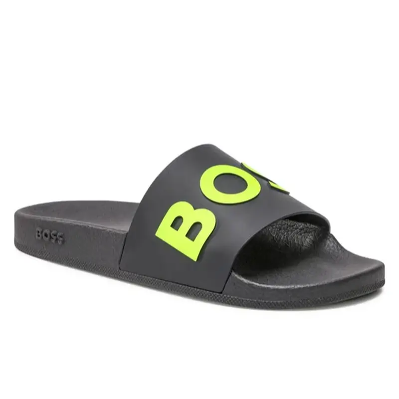 HUGO BOSS MENS SANDALS BLACK BAY IT SLID RBLG 50471271017