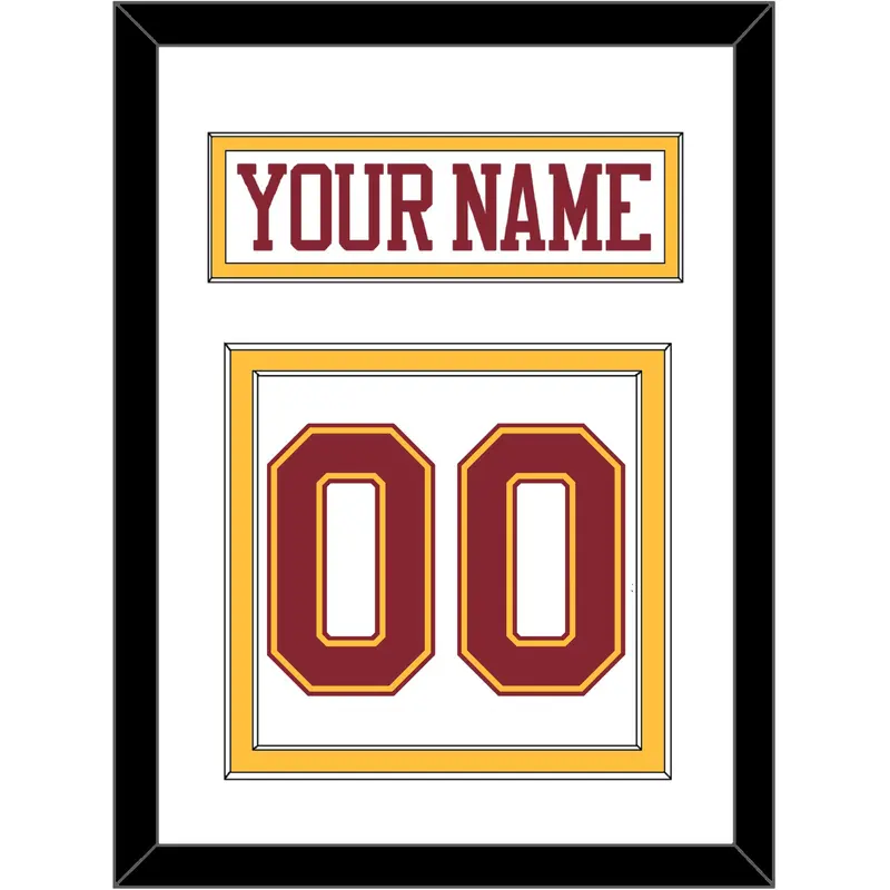 Minnesota Hockey Nameplate & Number (Back) - Home White - Double Mat 2