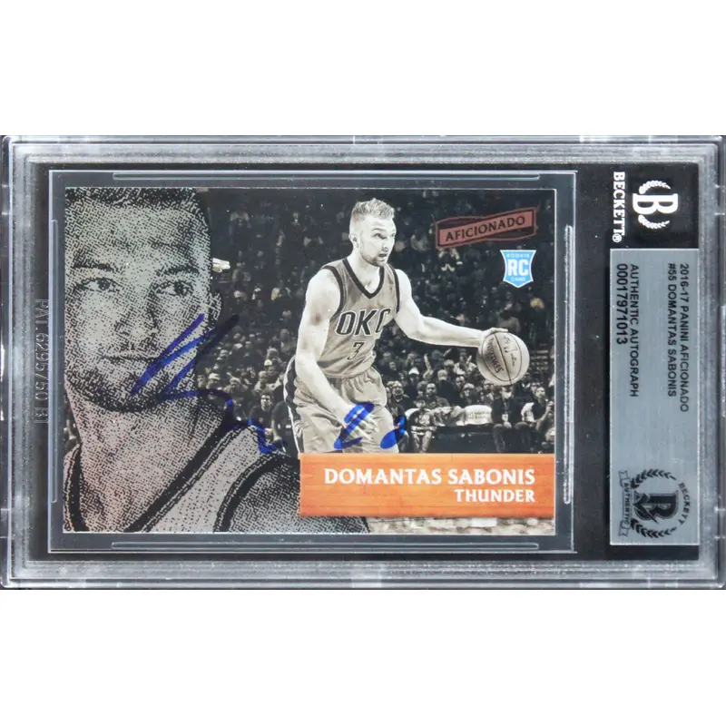 Thunder Domantas Sabonis Signed 2016 Panini Aficionado #55 Rookie Card BAS Slab