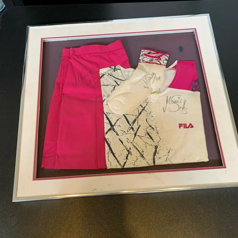 Monica Seles Signed Match Worn Game Used Tennis Shirt, Skirt & Socks JSA COA