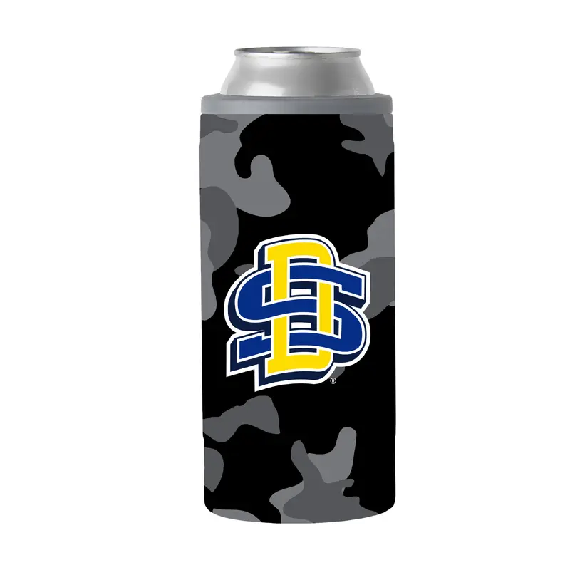 South Dakota Black Camo 12oz Slim Can Coolie
