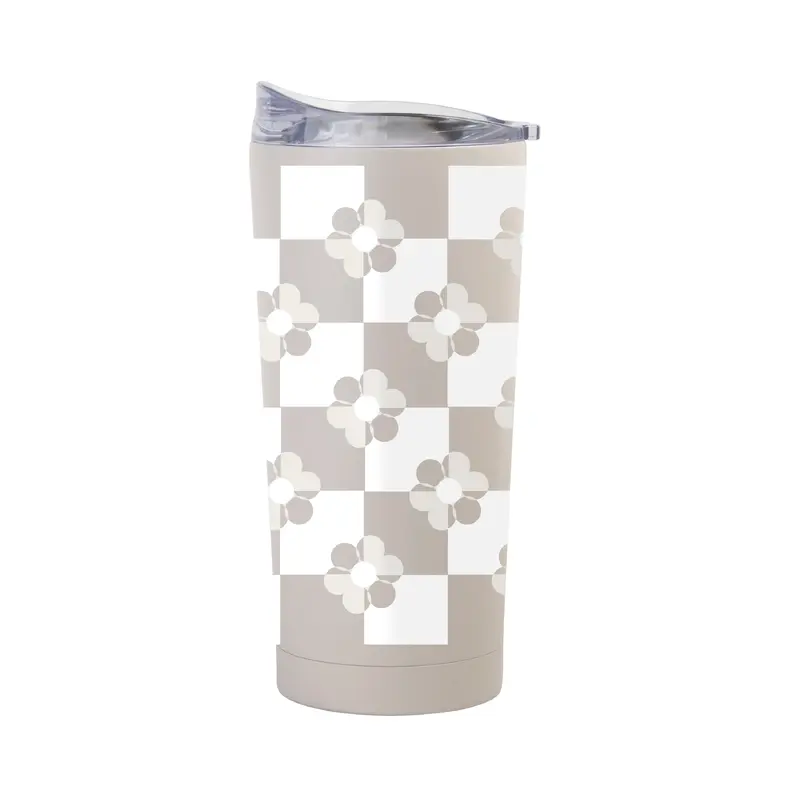 Spring 20oz Checkered Flower Sand Powder Coat Tumbler