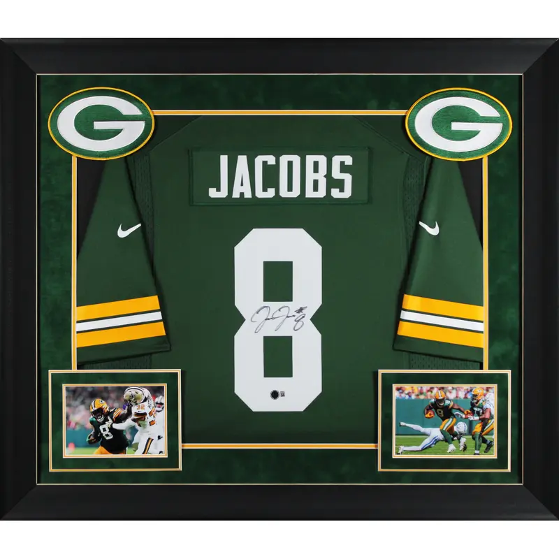 Packers Josh Jacobs Authentic Signed Green Nike Game Framed Jersey BAS Witnessed