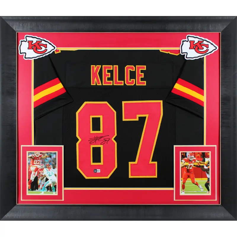 Travis Kelce Authentic Signed Black Pro Style Framed Jersey BAS Witnessed