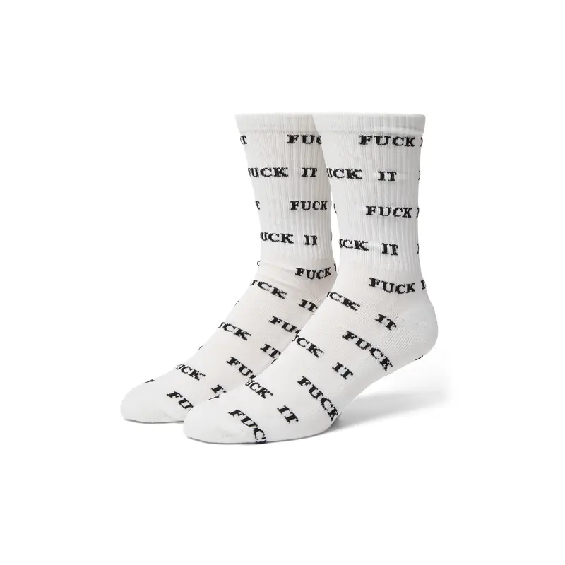 HUF - Fuck it glow sock - White