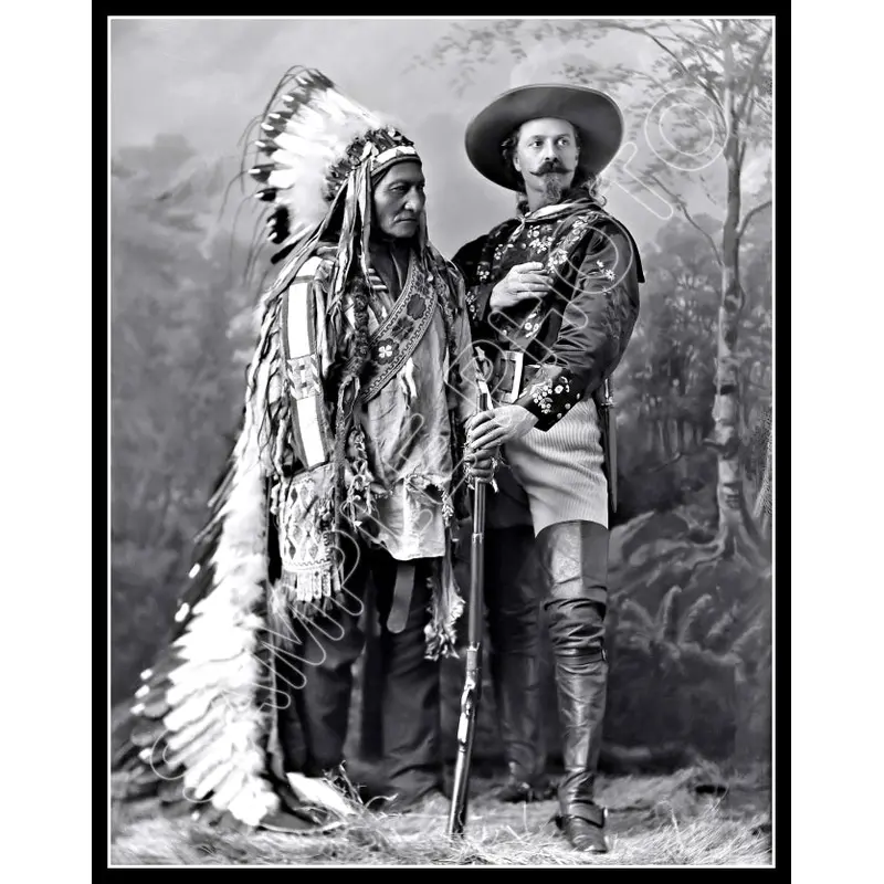 1885 Buffalo Bill Cody Sitting Bull 11X14 Photo - 2680