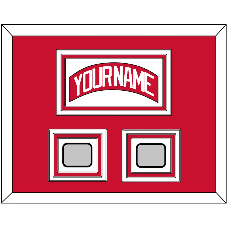 Detroit Nameplate & 2 Stanley Cup Finals Patch - Home Red (2007-2017) - Triple Mat 1