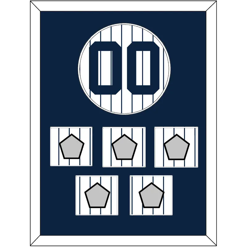 New York Number & 5 World Series Jersey Patches - Pinstripes - Single Mat 1