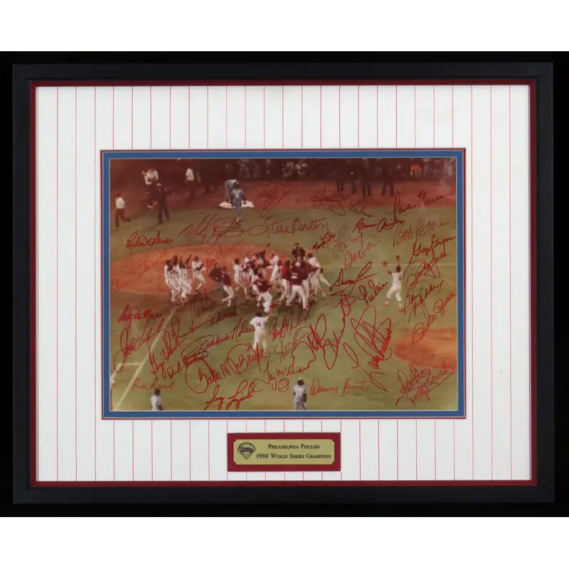 Vintage 1980 Philadelphia Phillies WS Champs Team Signed 11x14 Photo PSA DNA COA
