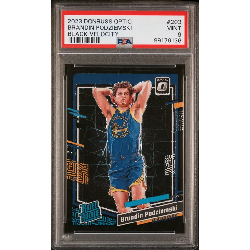 Brandon Podziemski 2023 Donruss Optic #203 Black Velocity #15/39 PSA 9 Mint