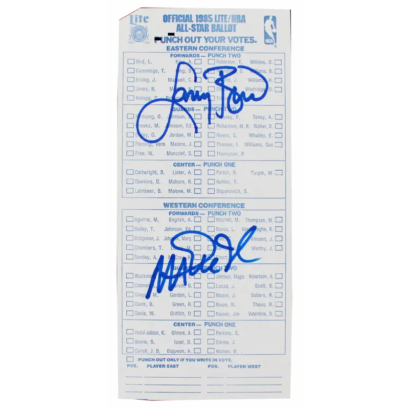 Magic Johnson & Larry Bird Signed 1985 NBA ASG Ballot BAS Witnessed #1W867911