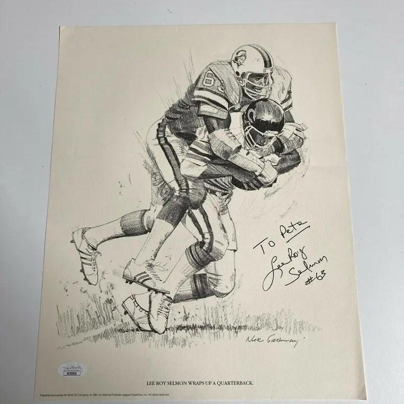 Lee Roy Selmon Signed 1981 Shell Oil Art Print Tampa Bay Bucs 10.75x13.5 JSA COA