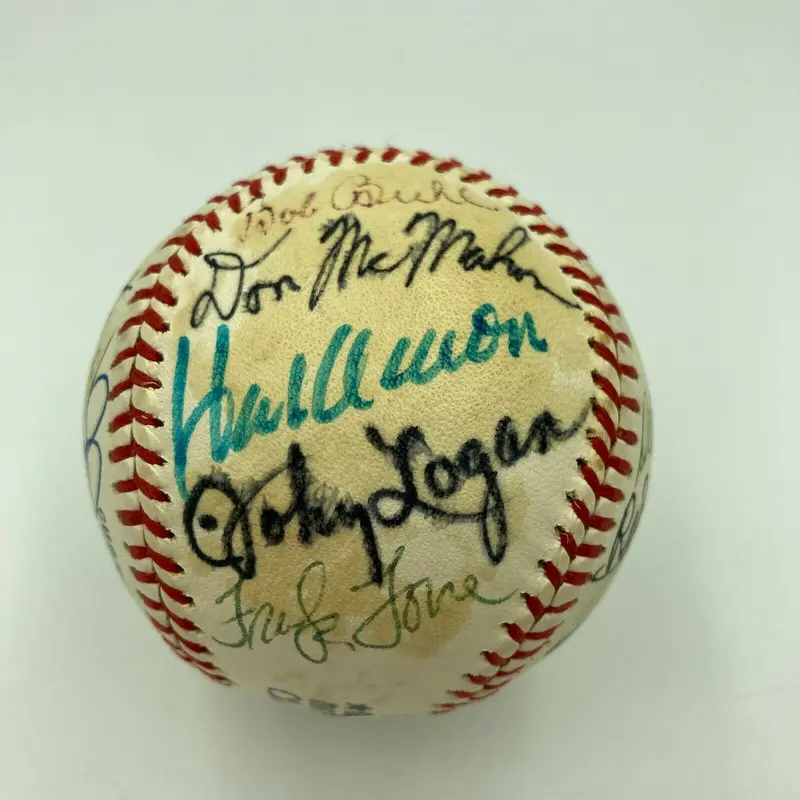 1957 Milwaukee Braves World Series Champs Team Signed Baseball Hank Aaron JSA