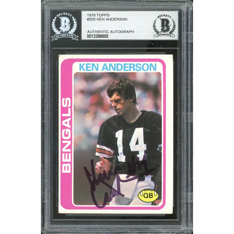 Bengals Ken Anderson Authentic Signed 1978 Topps #205 Card BAS Slabbed