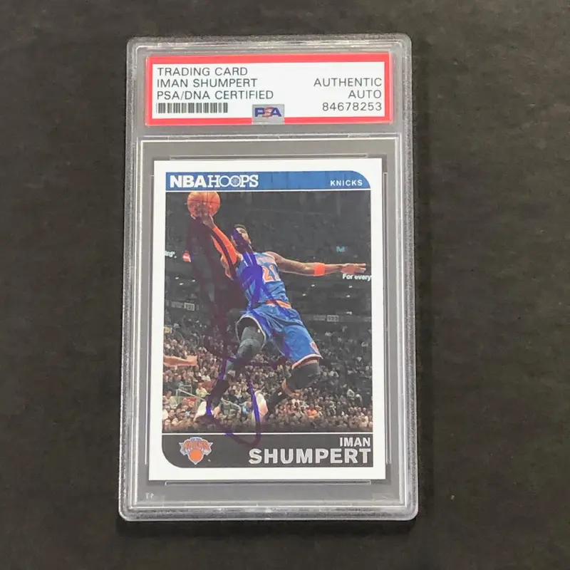 2014-15 Panini NBA Hoops #72 Iman Shumpert Signed Card AUTO PSA Slabbed Knicks