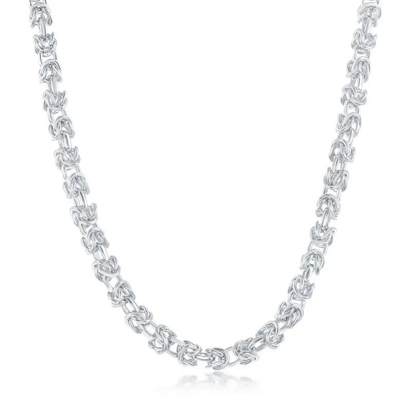 Sterling Silver 3MM Open Byzantine - Rhodium Plated