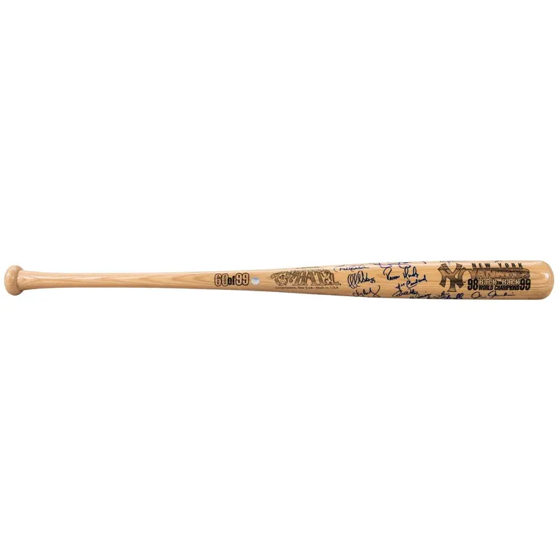 1998 1999 NY Yankees World Series Champs Team Signed Bat Derek Jeter Beckett COA