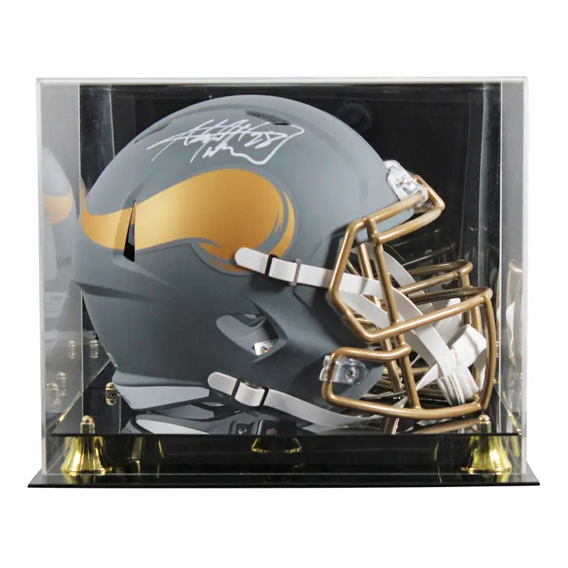 Vikings Adrian Peterson Signed Slate Full Size Speed Rep Helmet W/ Case BAS Wit