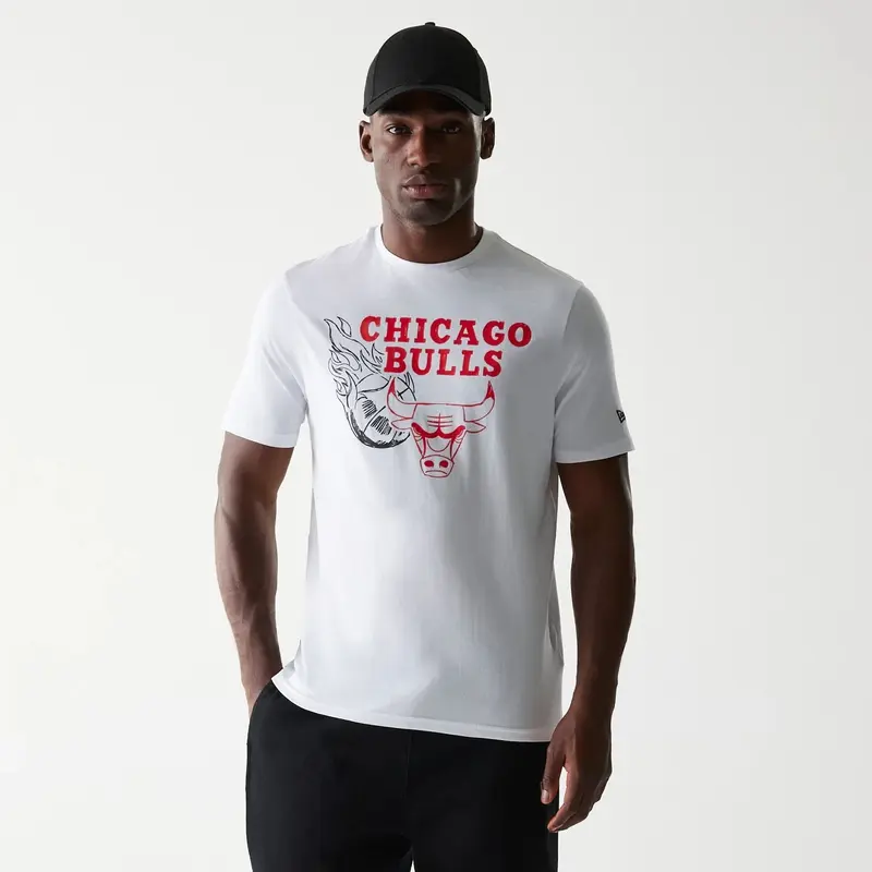 Chicago Bulls NBA Flame Graphic White T-Shirt