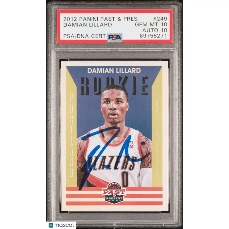2012 Panini Past & Present #249 Damian Lillard signed card PSA 10 Auto 10