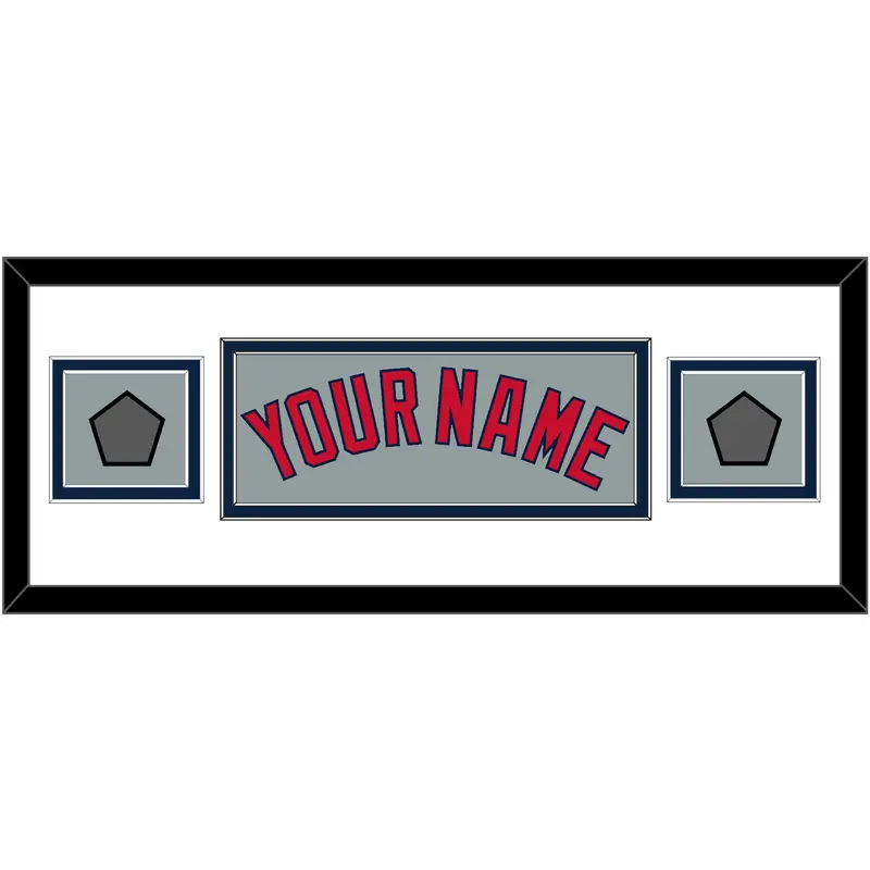 Boston Name & Two World Series Jersey Patches - Road Gray - Double Mat 6