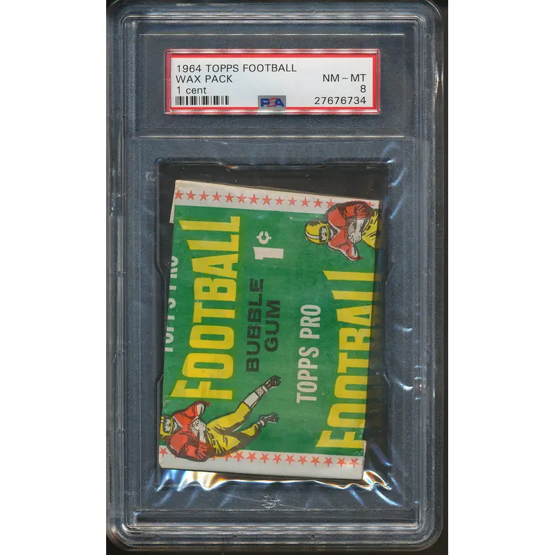 1964 Topps Football Unopened 1 Cent Wax Pack PSA 8