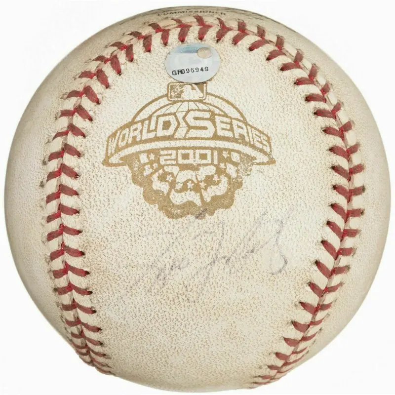 2001 World Series Game 4 Signed Game Used Baseball Derek Jeter Mr November MLB