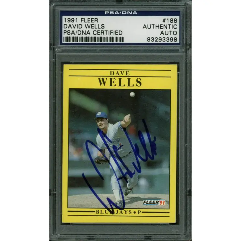Blue Jays David Wells Authentic Signed Card 1991 Fleer #188 PSA/DNA Slabbed