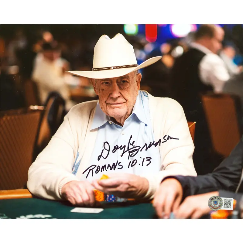 Doyle Brunson "Romans 10:13" Authentic Signed 8x10 Horizontal Photo BAS #BF06417