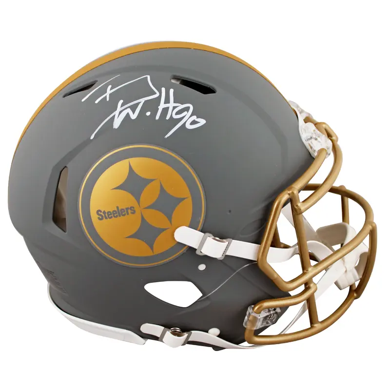 Steelers T.J. Watt Signed Slate Full Size Speed Proline Helmet BAS Witnessed