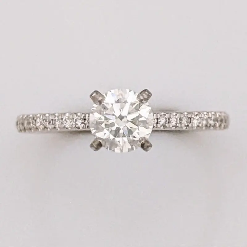 14K WHITE .61 CARAT TOTAL WEIGHT VS1 H DIAMOND ROUND (23) ESTATE RING 2.1 GRAMS