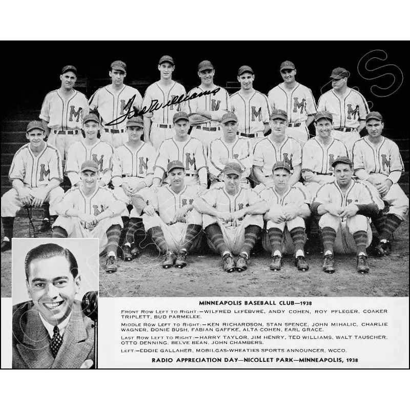 1938 Minneapolis Millers 8X10 Photo - Autographed Minor Leagues Ted Williams - 1235