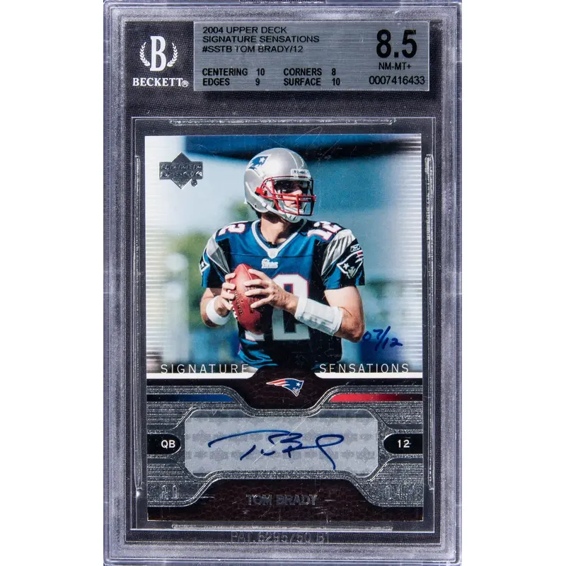 Tom Brady 2004 Upper Deck Signature Sensations Signed Card #7/12 BGS 8.5 Auto 10