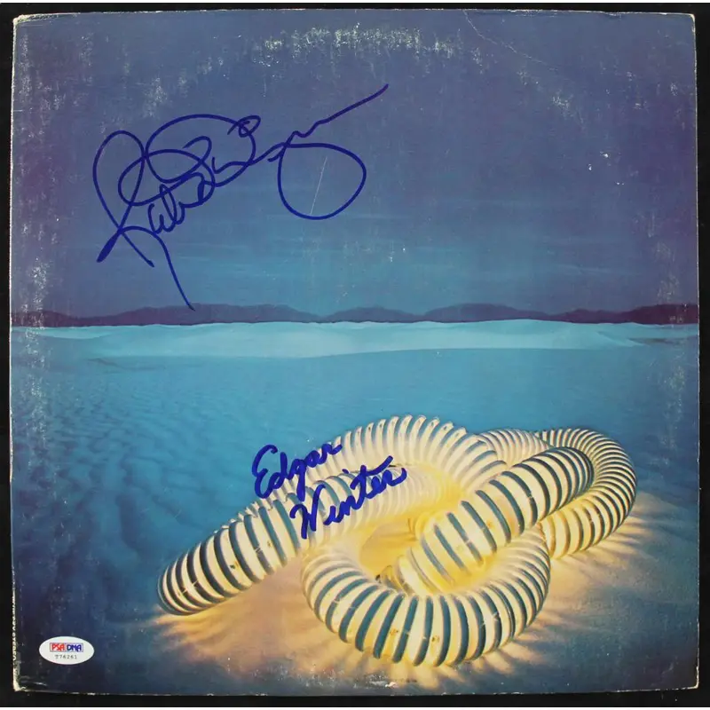 Edgar Winter & Rick Derringer Signed Album Cover W/ Vinyl PSA/DNA #T76261