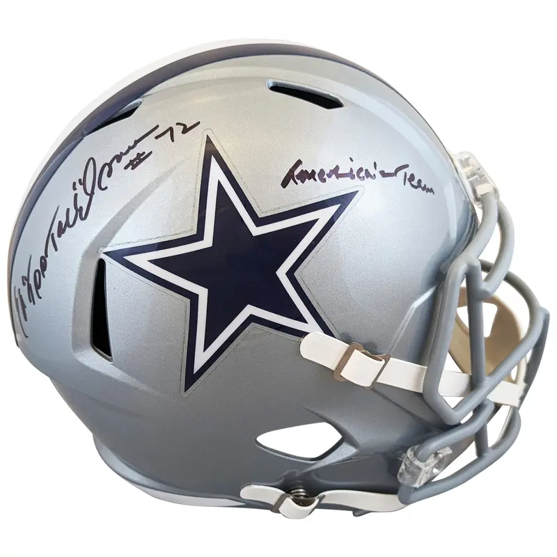 Cowboys Ed "Too Tall" Jones "America's Team" Signed F/S Speed Rep Helmet BAS Wit