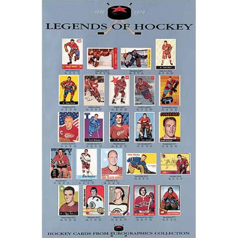 Legends of Hockey 1942-1972 Classic Hockey Cards Gallery Poster - Eurographics Inc.