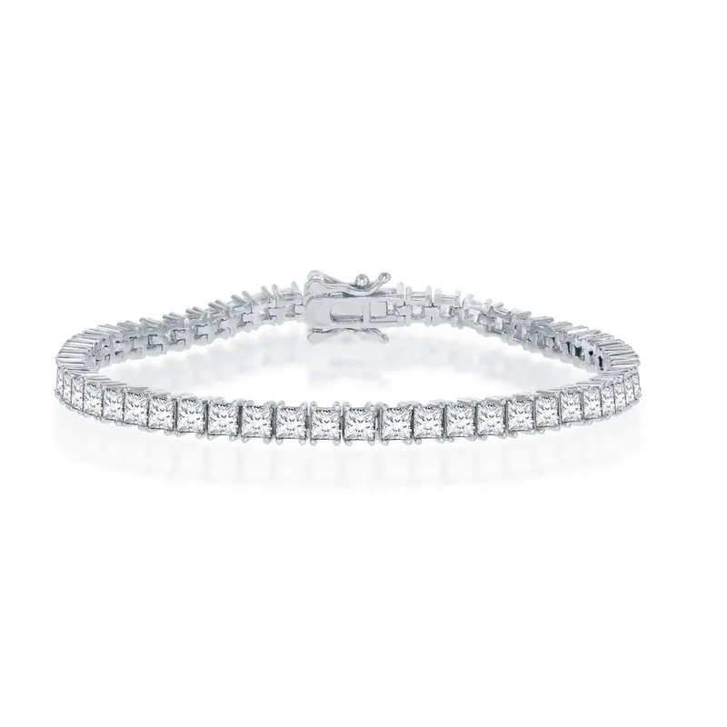 Sterling Silver, 4mm Square Tennis Bracelet
