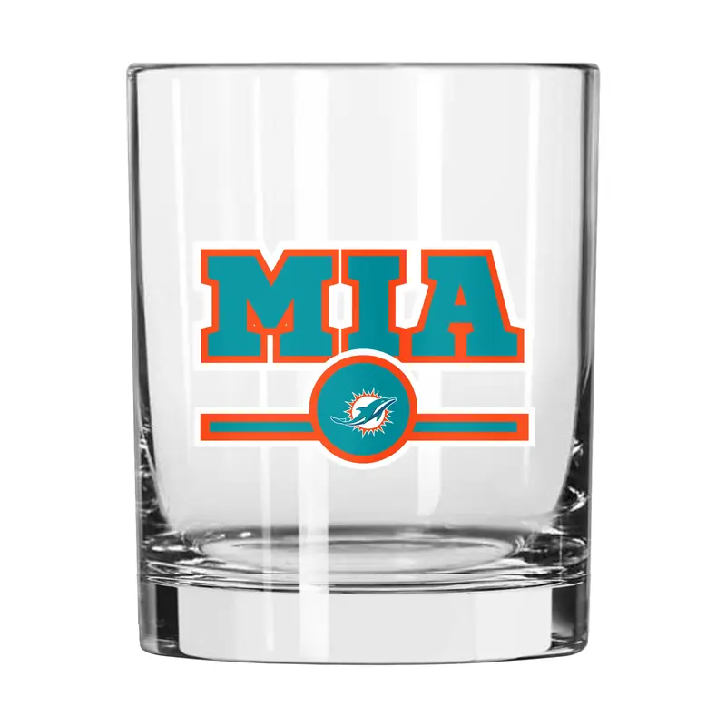Miami Dolphins 14oz Letterman Rocks Glass