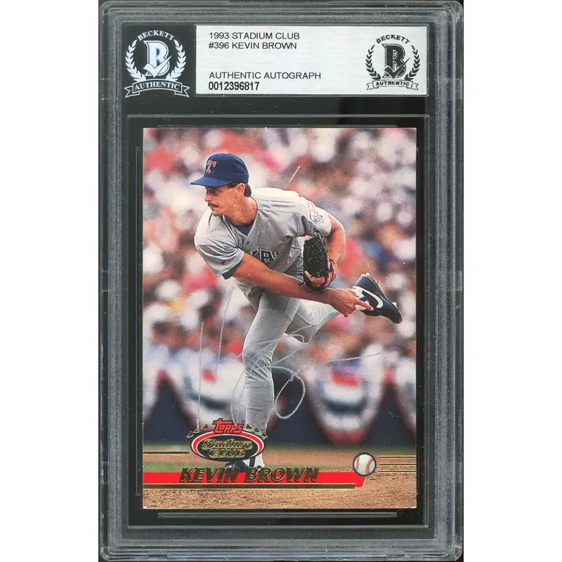 Rangers Kevin Brown Authentic Signed 1993 Stadium Club #396 Card BAS Slabbed