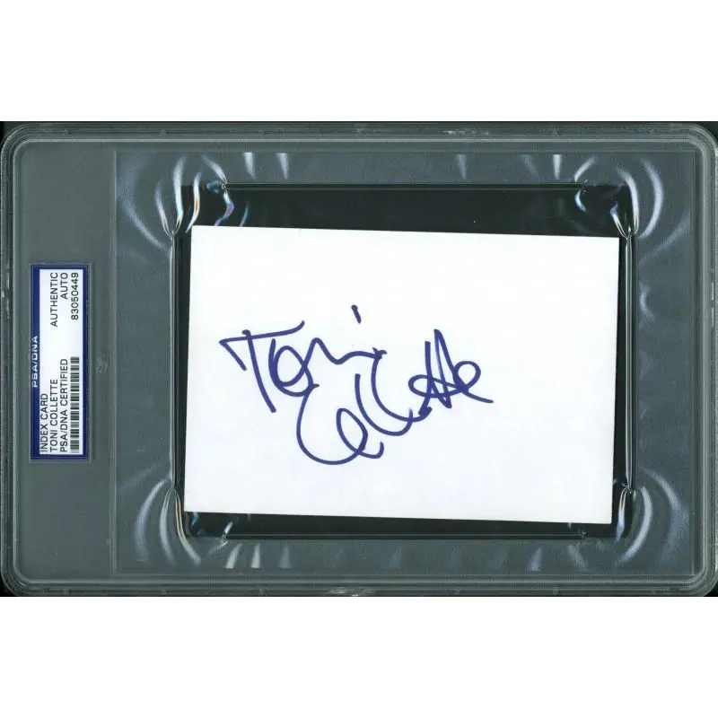 Toni Collette Authentic Signed 4X6 Index Card Autographed PSA/DNA Slabbed