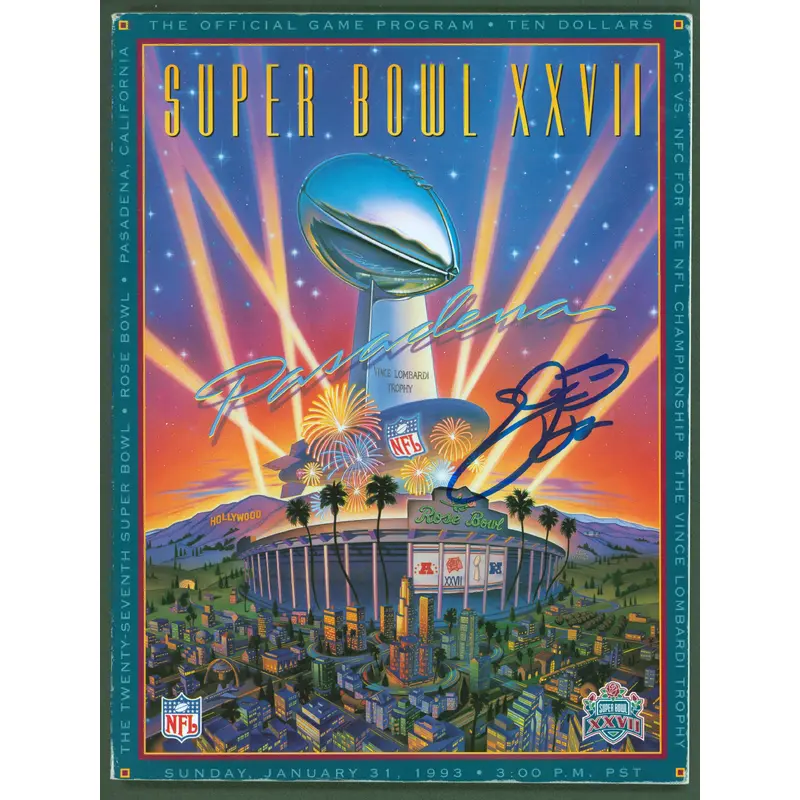 Cowboys Emmitt Smith Authentic Signed SB XXVII Program BAS Witnessed #WK32393