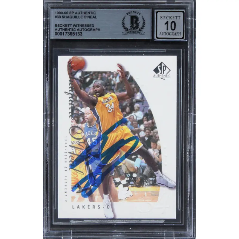 Lakers Shaquille O'Neal Signed 1999 SP Authentic #39 Card Auto 10 BAS Slabbed