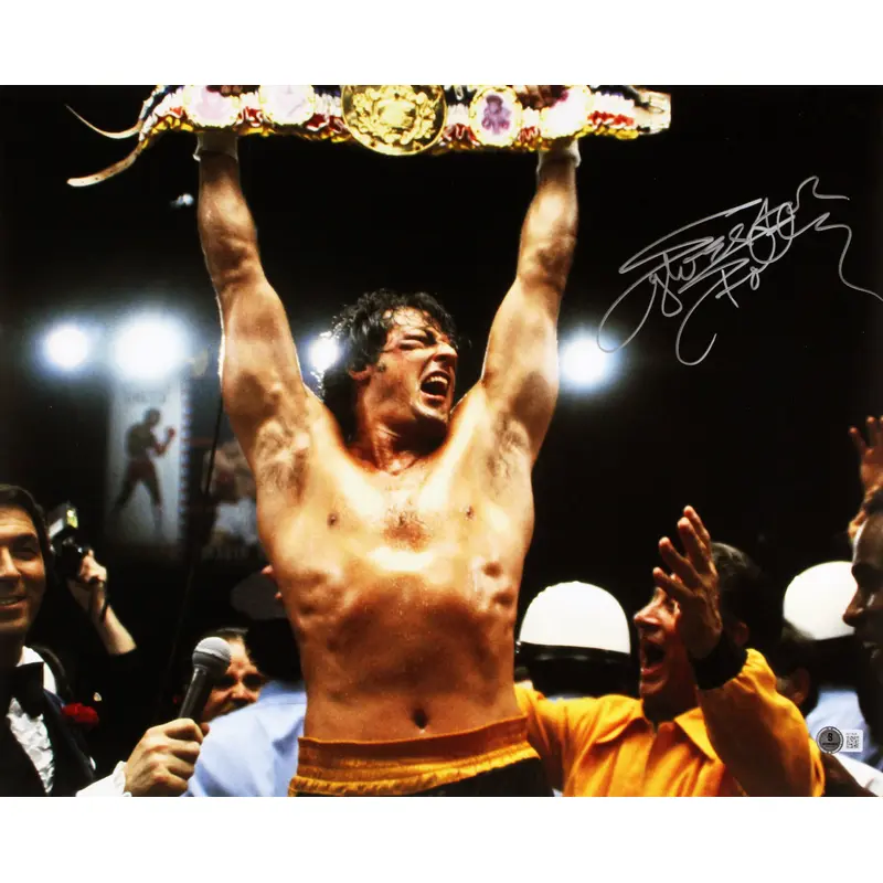 Sylvester Stallone Rocky II Authentic Signed 16x20 Horizontal Belt Photo BAS