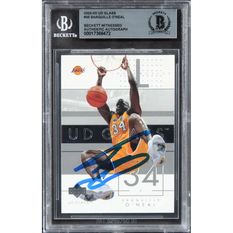 Lakers Shaquille O'Neal Authentic Signed 2002 UD Glass #35 Card BAS Slabbed