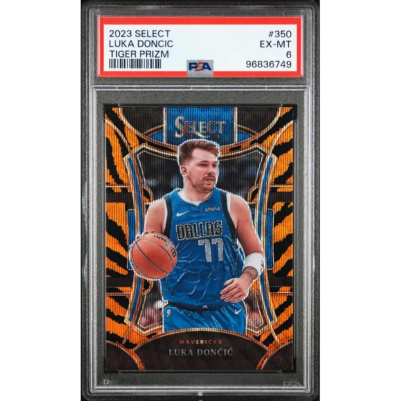 Luke Doncic 2023 Panini Select #350 Tiger Stripe PSA 6 Ex-Mint